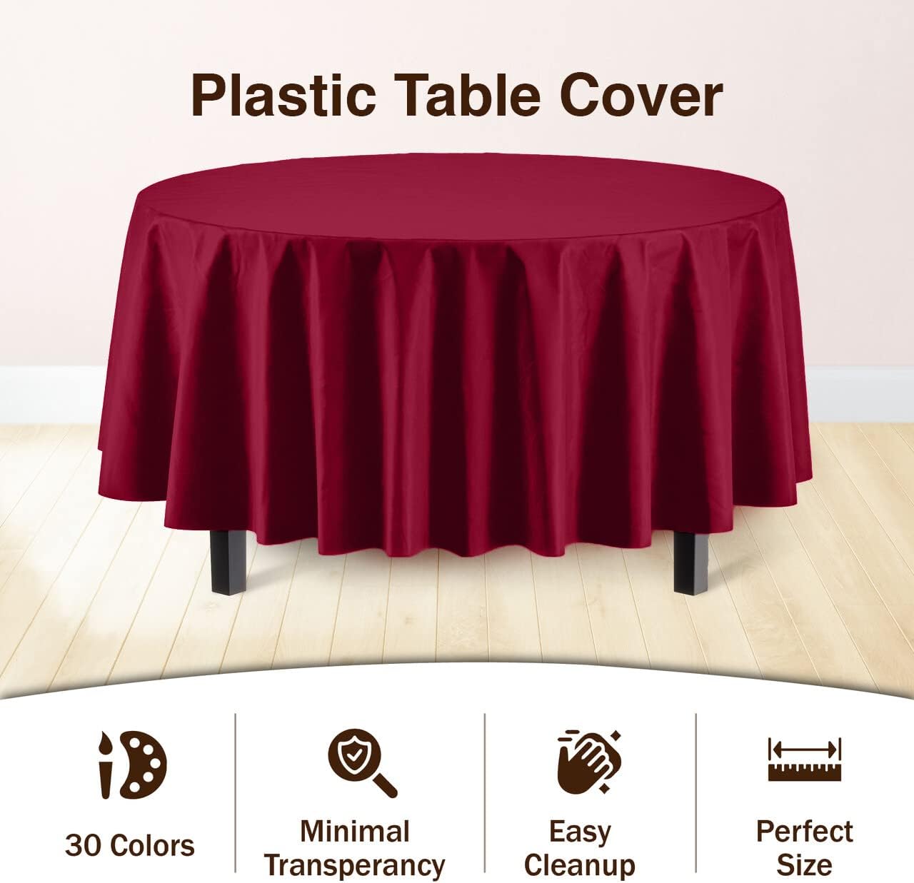 Exquisite Party Solids 6-Pack Premium Plastic Tablecloth 54in. x 108in. Rectangle Plastic Table Cover - Navy