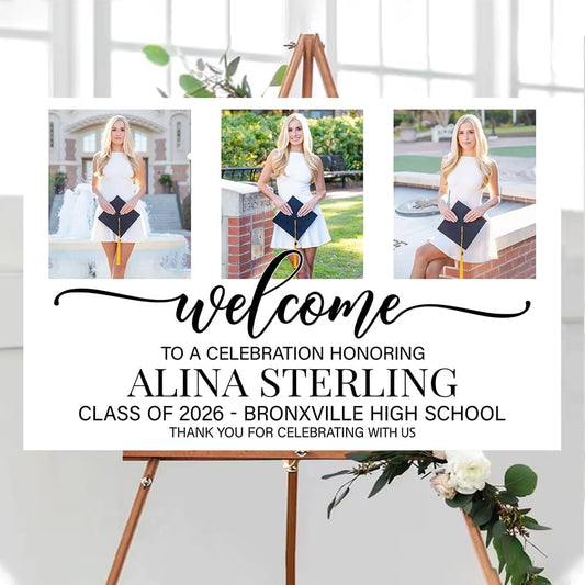 Graduation Party Welcome Sign, Custom Photo Grad Party Sign, Personalized High School & College University Grad Decoration #4