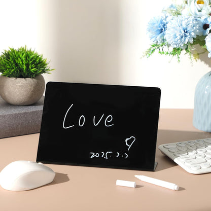 Outus 12 Pcs 4 x 3 Inches Buffet Food Labels Mini Small Chalkboard Signs White Acrylic Food Markers Little Price Signs with 2 Pcs Erasable Marker for Wedding Birthday Bakery Table Display