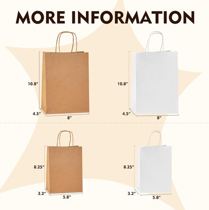YEEHAW 24 Pack Small Gift Bags 5.8"×3.2"×8.25" Kraft Paper Bags with Handles, Party Favor Bags Bulk for Kids Birthday, Baby Shower, Crafts, Wedding, Party (6 Colors)