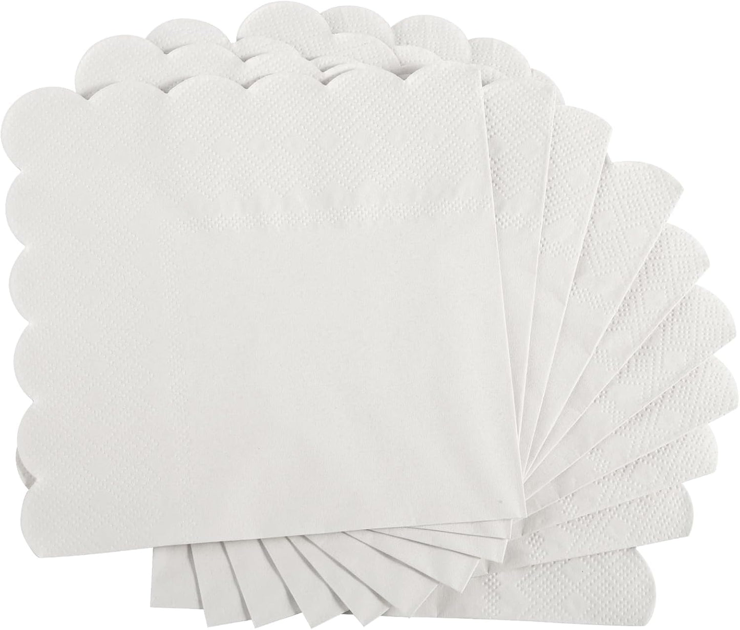 100 Pcs Cocktail Napkins, 2-Ply 5 x 5 Inches Disposable Scalloped Napkins, Thick Premium Dessert Napkins for Party, Wedding, Dinner, Birthday, Anniversary, Festival (Sage Green)