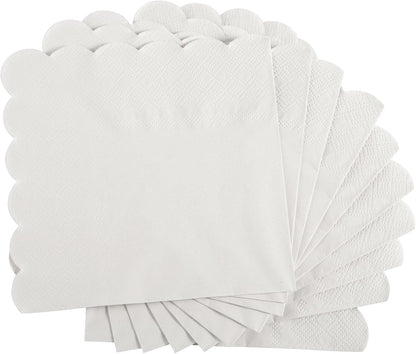 100 Pcs Cocktail Napkins, 2-Ply 5 x 5 Inches Disposable Scalloped Napkins, Thick Premium Dessert Napkins for Party, Wedding, Dinner, Birthday, Anniversary, Festival (Sage Green)