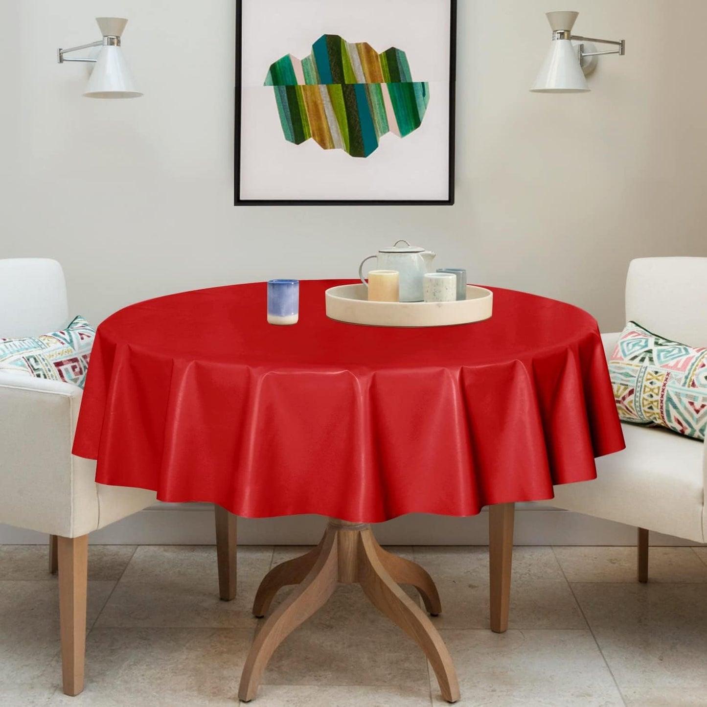 sancua Clear Plastic 100% Waterproof Tablecloth - 54 x 78 Inch - Vinyl PVC Rectangle Table Cloth Protector Oil Spill Proof Wipe Clean Table Cover for Dining Tables, Parties & Camping, Crystal Clear