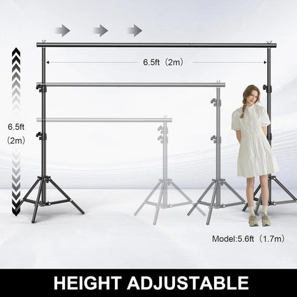 BEIYANG 6.5x6.5 FT Backdrop Stand, Adjustable Photo Background Stand Support kit with Carry Bag for Parties, Decoration, Wedding, Photo Video Studio Shooting