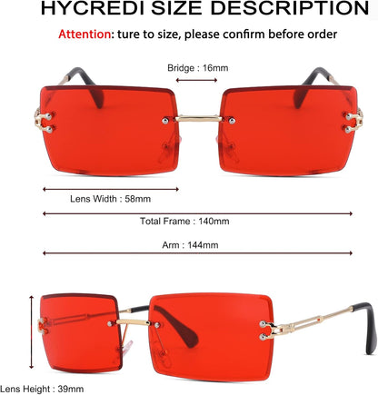 Rectangle Sunglasses for Men/Women Small Rimless Square Shade Eyewear