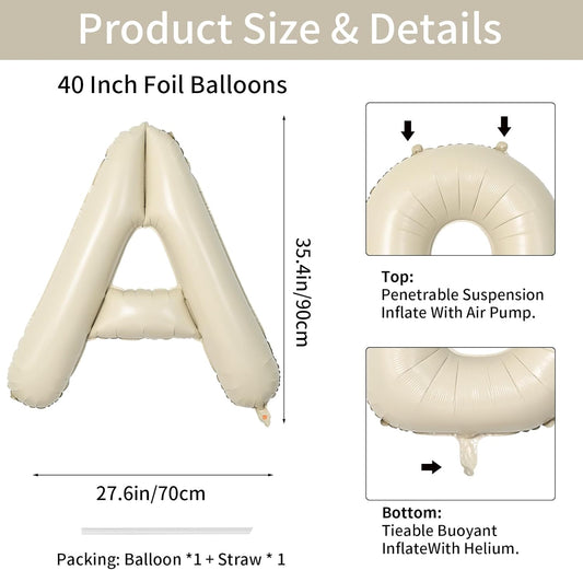 Biapian 40 Inch BRIDE Letter Balloons, Big Cream BRIDE Foil Balloons, 5 Pcs Giant Foil Large Aluminum Balloon Helium for Wedding Bridal Shower Anniversary Engagement Bachelorette Party Decoration - Colors A