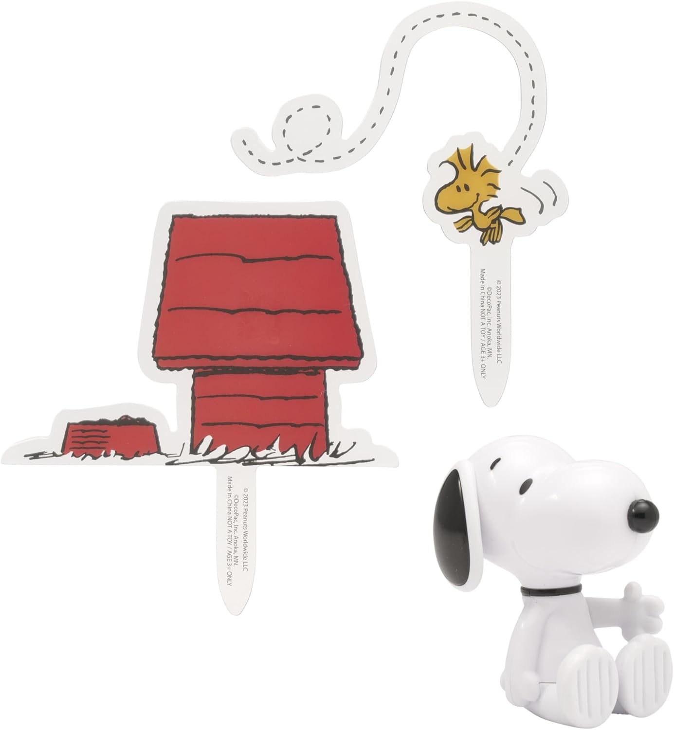 DecoSet® Peanuts® Snoopy® and Woodstock® Cake Topper, 3-Piece Cake Decoration | For Birthday, Parties, Celebration
