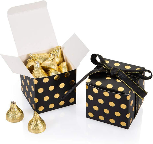 AWELL Dark Green Gift Candy Box Bulk 2x2x2 inches with Green Ribbon Party Favor Box,Pack of 50