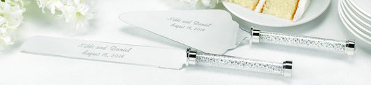 Hortense B. Hewitt Wedding Accessories Cake Knife and Server Set, Glittering Beads