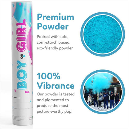 Gender Reveal Powder Smoke Bombs Cannon Poppers | 3 Pink & 3 Blue Poppers | Biodegradable | Alternative to Gender Reveal Smoke Bombs Extinguisher | Gender Reveal Party Decorations | TUR Party Supplies