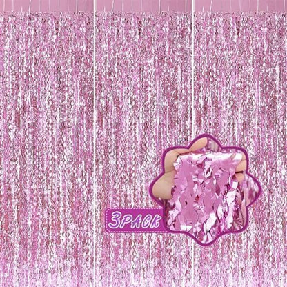 3 Pack Colorful Foil Fringe Curtain Backdrop - 6.6 x 3.3 ft Wavy Rainbow Tinsel Backdrop Curtain Metallic Streamers Iridescent Holiday Photo Booth Party Decorations