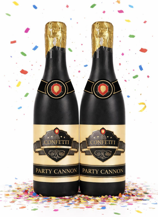 Confetti Party Cannons (2 Pack) – Champagne Bottle Confetti Poppers for Birthday, Wedding, Graduation, New Year & Celebration Supplies