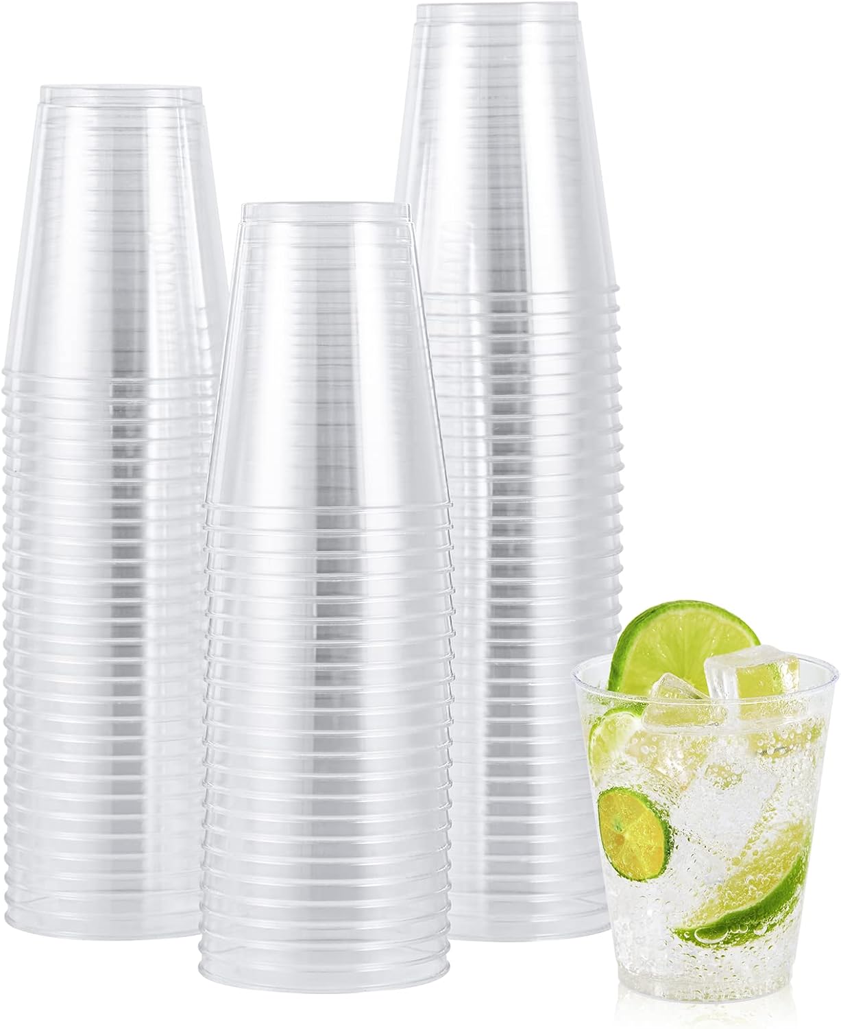 JOLLY CHEF 12 oz Clear Plastic Cups, 100 Pack Heavy-duty Party Glasses, Disposable Plastic Cups for Halloween,Thanksgiving Day, Christmas Party