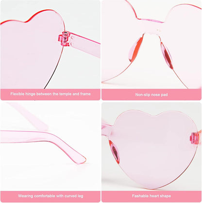 AEAHALY Heart Sunglasses for Women and Men Rimless Heart Shaped Sunglasses Bachelorette Bride Party Accessories
