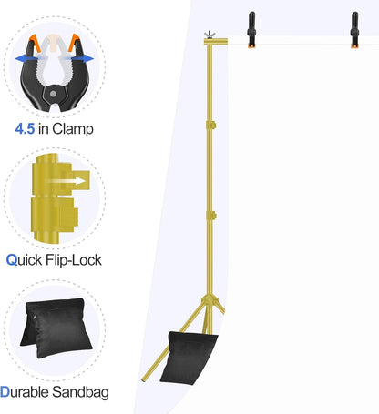 EMART Backdrop Stand 10x7ft(WxH) Photo Studio Adjustable Background Stand Support kit with 2 Crossbars, 8 Clamps, 2 Sandbags and Carry Bag for Parties, Events Decoration, Wedding, Photography -White