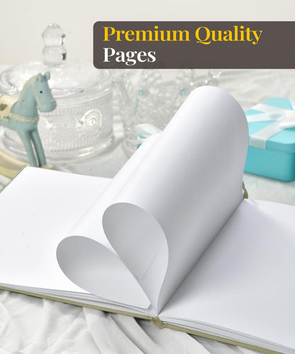 Lankaiva Wedding Guest Book, Guest Book Wedding Reception - Classic Baby Shower Guest Book, 100 Blank Pages for Bridal Shower Birthday Graduation Sign in and Photos, Beige