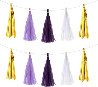 MECCANIXITY 20Pcs Light Blue Tassel Garland Banner with Rope Tissue Paper Tassels Party DIY Kits for Anniversary Wedding Birthday Party