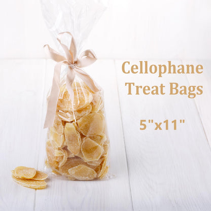 Cello Cellophane Treat Bags,5x7 Inches Clear Cellophane Bags 200 Pcs OPP Plastic Treat Bags with 200 Twist Ties for Gift Wrapping,Packaging Candies,Dessert,Bakery, Cookies, Chocolate,Party Favor