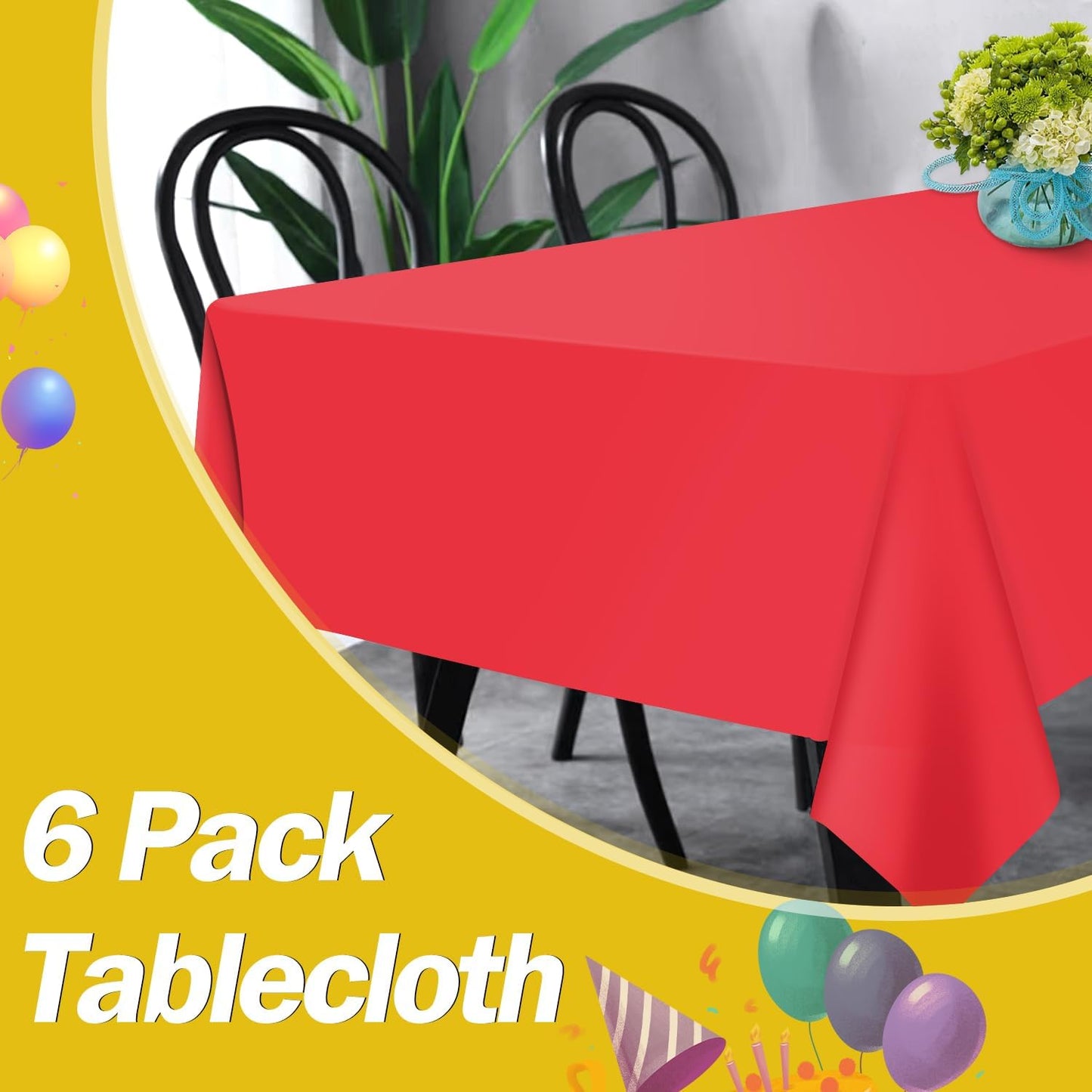 tujol Royal Blue 6 Pack Plastic Table Cloth 54" x 108", Disposable Tablecloths Rectangle Table Cover, Plastic Tablecloths for Parties