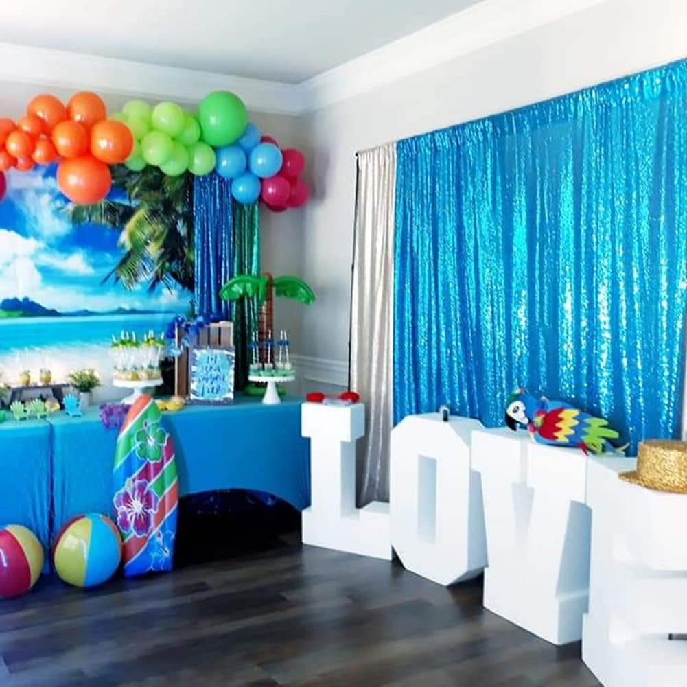 Poise3EHome Black Sequin Backdrop Curtains, 2 Panels 2FTx8FT Glitter Photo Booth Backdrop for Halloween Birthday Bachelorette Wednesday Twilight Party Decorations