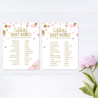 Andaz Press Blush Pink Gold Glitter Girl Baby Shower, Printable Table Tent Place Cards, 20-Pack, Seat Placement Cards Blank Place Cards For Table Settings Name Cards for Wedding, Graduation Food Cards - Colors B