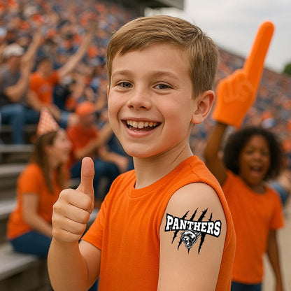 Panthers Mascot Temporary Tattoos for Kids – 25-Pack Pre-Cut, Skin-Safe and FDA Compliant – School Spirit and Sports Team Party Favors
