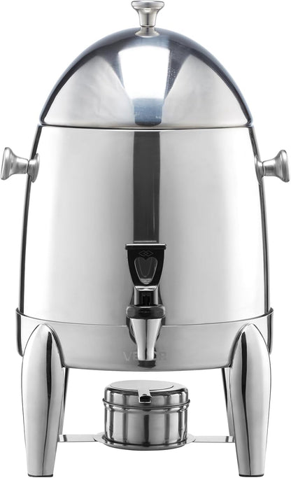 VEVOR Stainless Steel Beverage Dispenser, 3.4 Gallon Drink Dispenser with Alcohol Burner, Hot & Cold Drink Dispensers with Spigot for Coffee Tea Hot Water, Ideal for Restaurants, Hotels, Parties