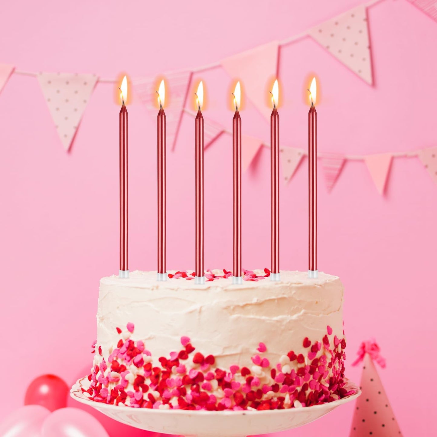 BEAN LIEVE 24-Count Birthday Candles - Long Thin Cake Candles Slow Burning Candles for Birthday, Wedding, Lucky Party Decoration (Champagne Gold)
