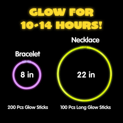 JOYIN 300 Pack Glow Sticks, 100ct 22'' Necklaces and 200 Pcs 8" Glow Sticks Bulk with 300 Pcs Connectors, Bright in The Dark Party Supplies, Neon Light Up, Halloween Party Favors