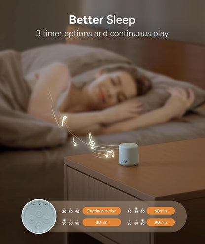 Dreamegg Portable Travel White Noise Machine for Sleep, Features Powerful Battery, Egg-Sized, 16 Nature Sounds, Timer, for Baby Adults Office Privacy Home Gift, Cream