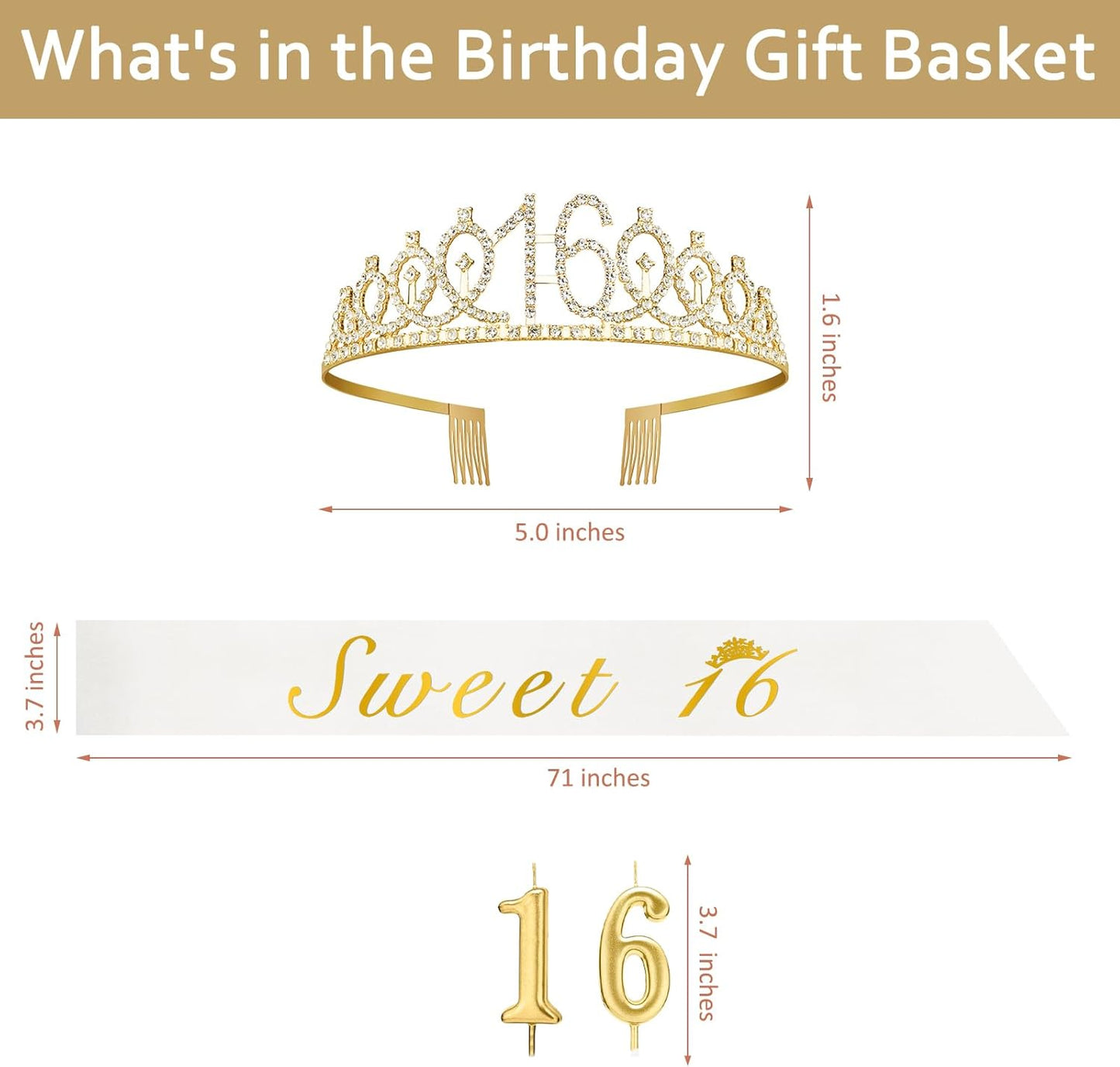 21st Birthday Decorations for Her with 21st Birthday Sash and Crown, Candles Gold, Gifts for 21 Year Old Girls