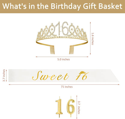 21st Birthday Decorations for Her with 21st Birthday Sash and Crown, Candles Gold, Gifts for 21 Year Old Girls