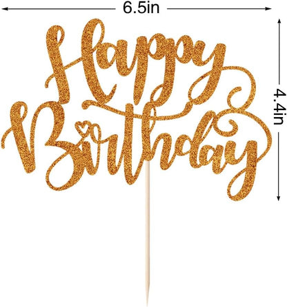 Handmade Glitter Happy Birthday Cake Topper,Birthday Party Cake Decorations, Anniversary/Birthday Party Decoration Supplies (Rainbow)