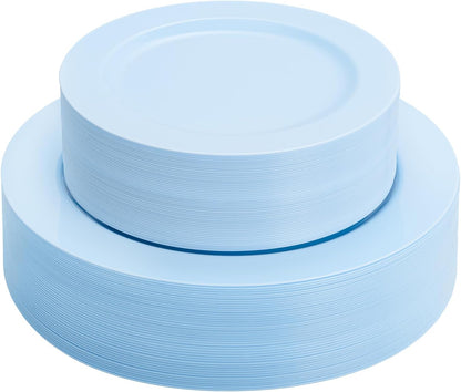 FLOWERCAT 60PCS White Plastic Plates - Heavy Duty White Disposable Plates for Mother's Day/Birthday Party/Wedding -serve for 30 guests Include 30PCS 10.25" & 30PCS 7.5" Plates for Party