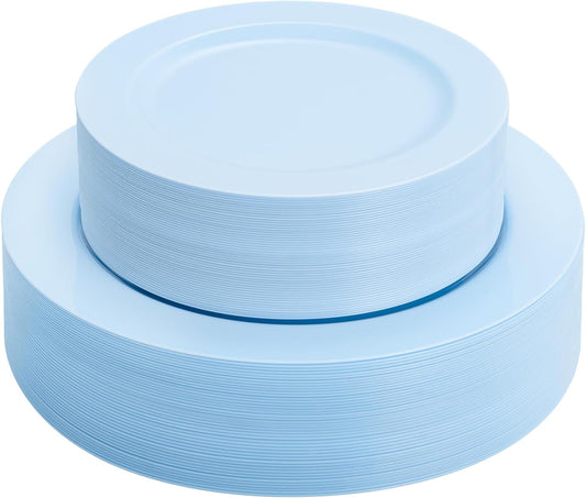 FLOWERCAT 60PCS White Plastic Plates - Heavy Duty White Disposable Plates for Mother's Day/Birthday Party/Wedding -serve for 30 guests Include 30PCS 10.25" & 30PCS 7.5" Plates for Party
