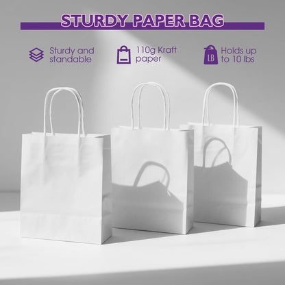 32 Pack Paper Gift Bags with Handles, 5.8"×3.2"×8.25" Party Favor Bags, Gift Bags, Small Gift Bags with Handles, Party Bags, Small Goodie Bags Bulk for Birthday, Crafts, Wedding, Party Supplies (8 Colors)