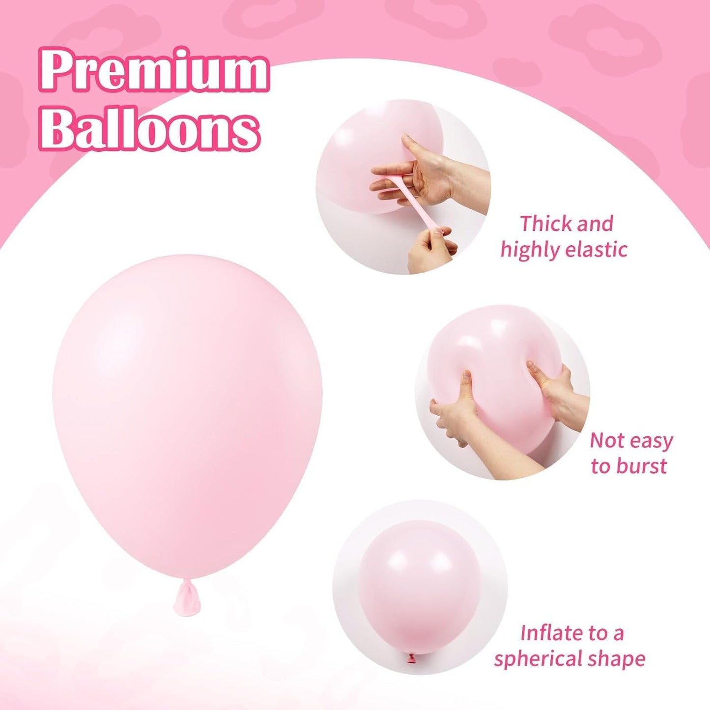 Light Pink and White Balloons, 60pcs 12inch Pearl Light Baby Pink Confetti White Balloons for Wedding Bridal Shower Baby Shower Pink Birthday Decorations