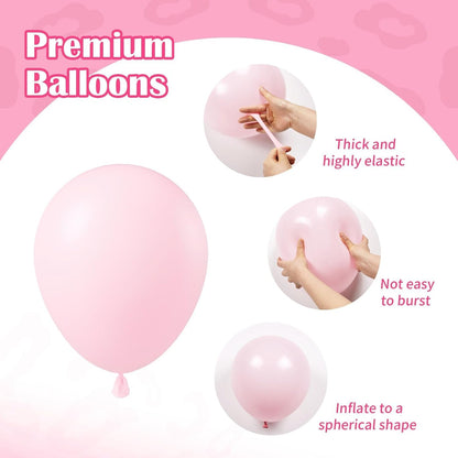 Light Pink and White Balloons, 60pcs 12inch Pearl Light Baby Pink Confetti White Balloons for Wedding Bridal Shower Baby Shower Pink Birthday Decorations