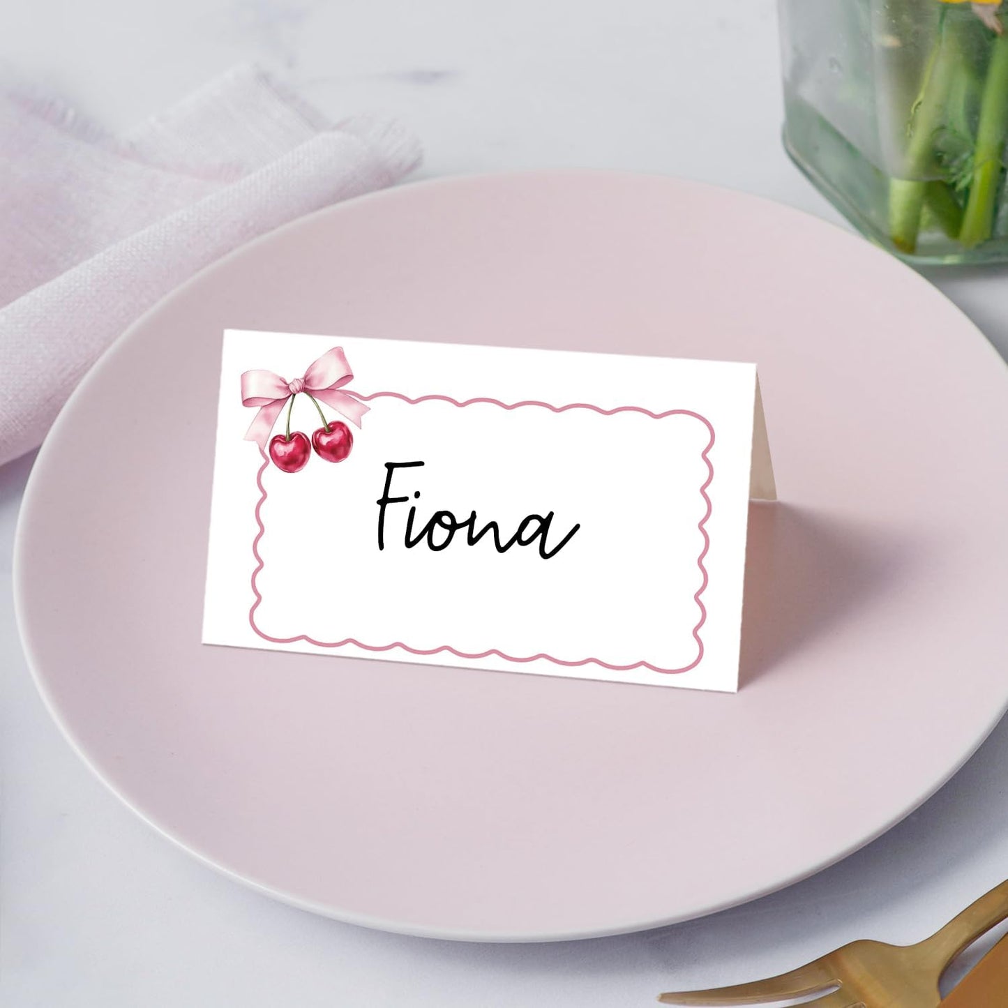 Gold Foil Border Place Cards, Set of 25 Tent Name Cards for Table Setting, Food Label for Wedding, Baby Shower, Birthday Dinner Party Supplies -010