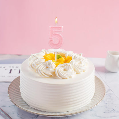 Pink Number One Birthday Candles, Romantic Cake Glitter Pink Number 1st Candles Anniversary Cake First Topper Decoration Cute Birthday Party Supplies for Wedding Anniversary Celebration Supplies (1)