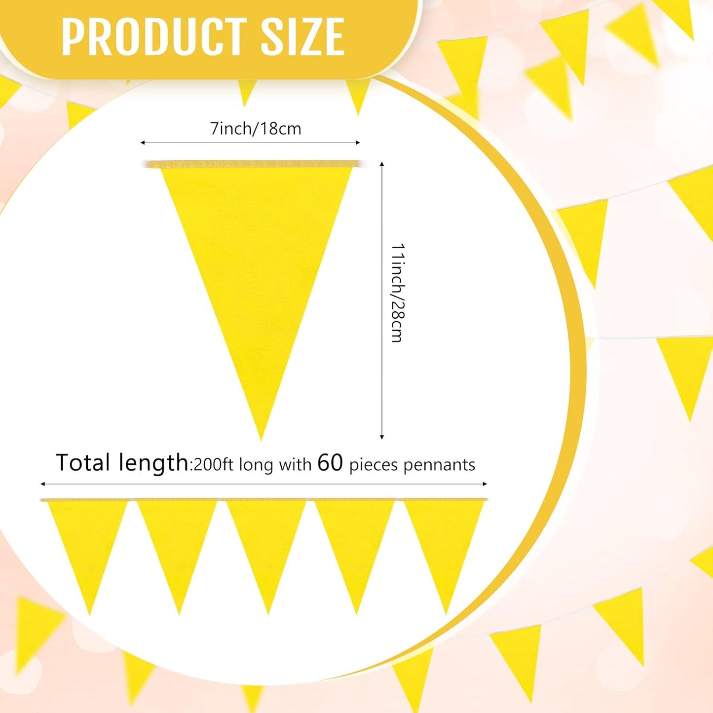 Tatuo 200 Feet Solid Pennant Banners Flags String Triangle Hanging DIY Bunting Flags Party Decorations for Grand Opening Party Banners for Kids Birthday, Shops (White)