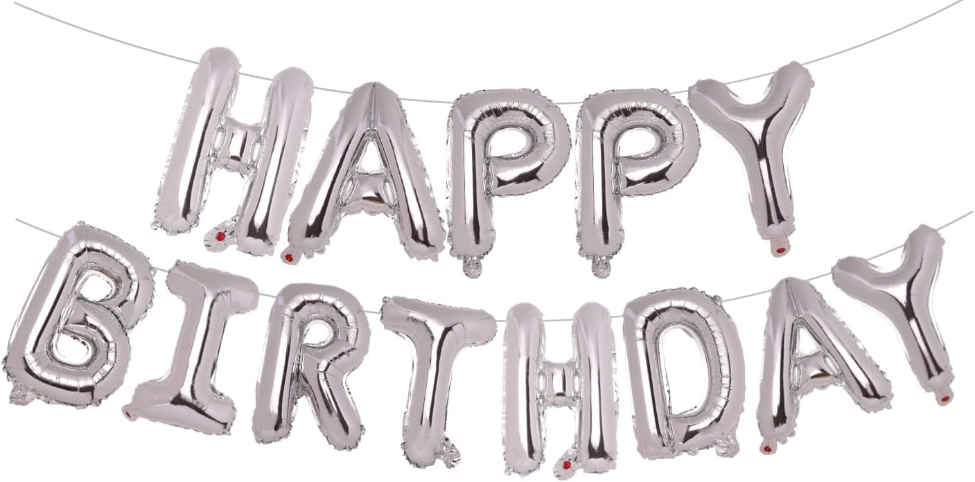 PIGETALE Happy Birthday Banner, 16 Inch Mylar Foil Letters Sign Bunting Happy Birthday Balloon Letters Balloons Reusable Ecofriendly Material for Girls Boys Kids Women Men (Hot Pink)