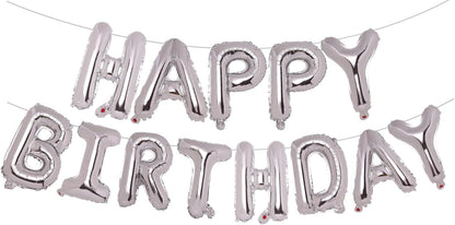 PIGETALE Happy Birthday Banner, 16 Inch Mylar Foil Letters Sign Bunting Happy Birthday Balloon Letters Balloons Reusable Ecofriendly Material for Girls Boys Kids Women Men (Hot Pink)