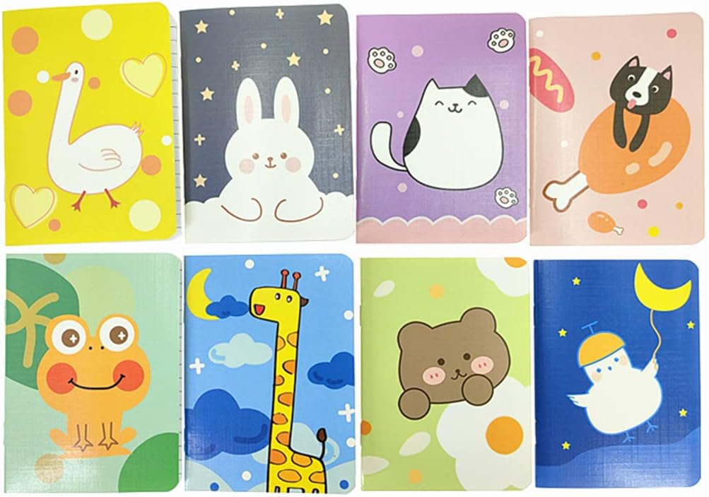 ALIMITOPIA 24pcs Mini Notebook Portable Pocket Notebook Journal Steno Memo MiniDaily NotePad,3.5X5 inches,24 sheets,College Ruled Pages(Cartoon Animals)