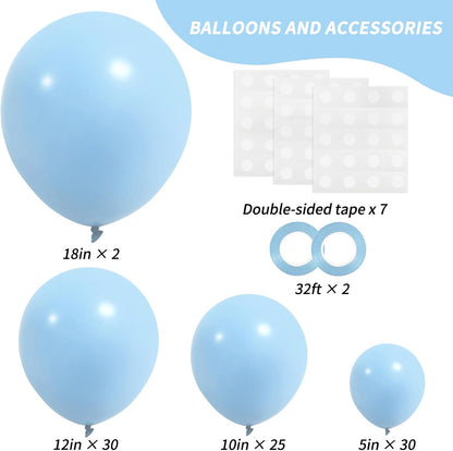 RUBFAC 87pcs Metallic Blue Silver Balloon Garland Arch Kit, 18 12 10 5 Inch Blue Silver Confetti Latex Party Balloons for Birthday Graduation Baby Shower Decoration