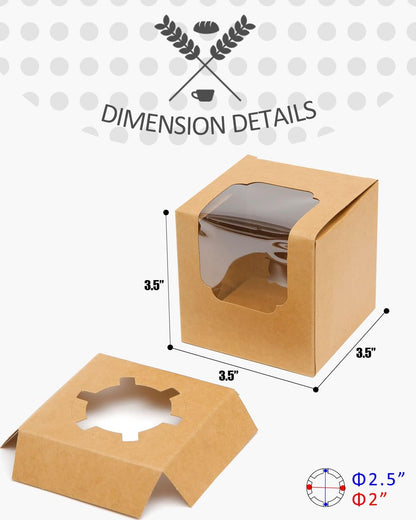 qiqee 60-Packs Cupcake Boxes Auto-pop up Individual Cupcake Container White 3.5" x 3.5" x 3.5" Single Cupcake Boxes