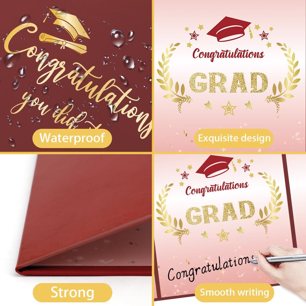 Graduation Guest Book Party Decorations-Blue Gold Graduation Guest Book Alternative Graduation Signature Congrats for 2026 College High School Graduation Party Decorations Unique Graduation Gifts