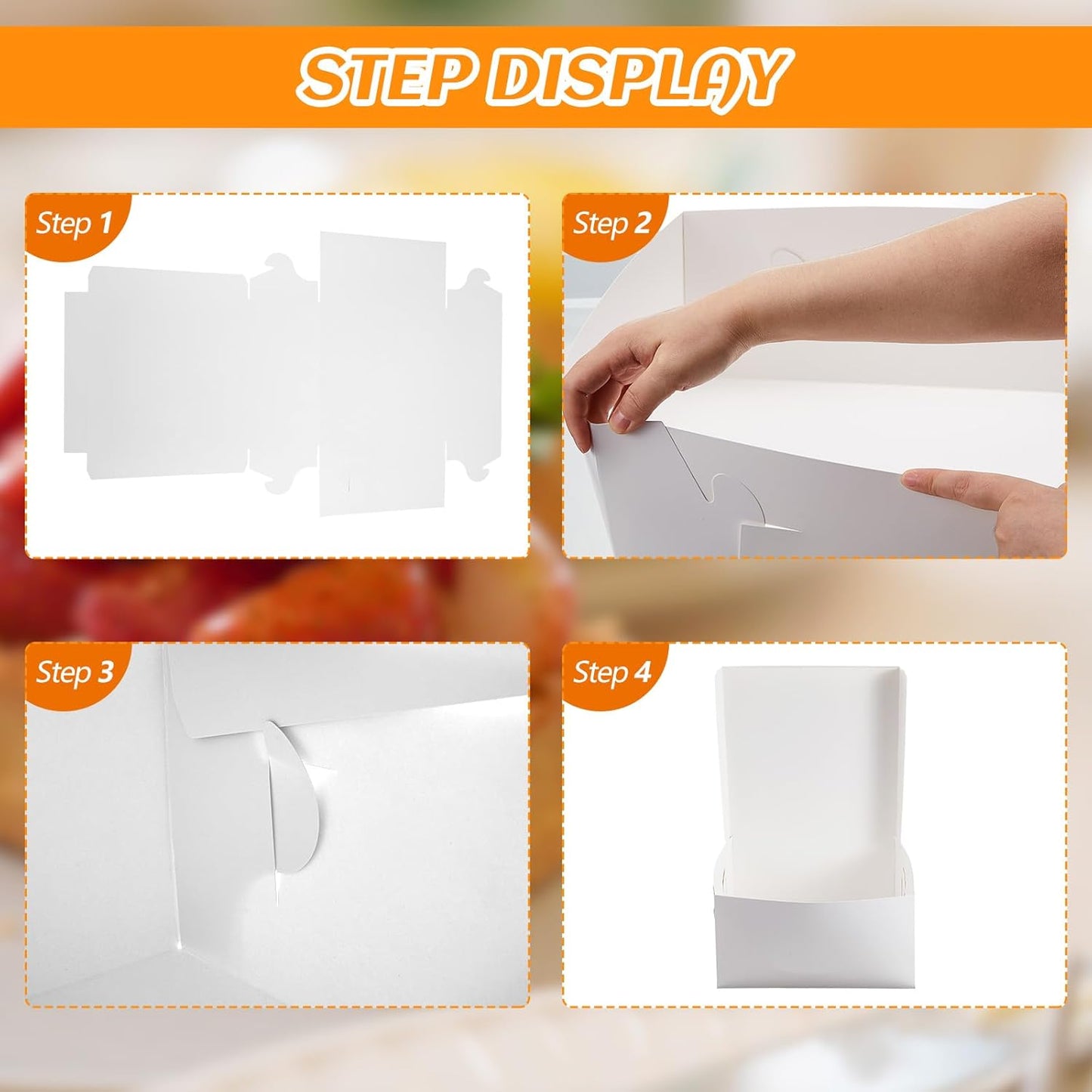 Ireer 50 Pack 12 x 12 x 5 Inch White Cake Boxes Cardboard Bakery Boxes for Pie Pastry Cookie