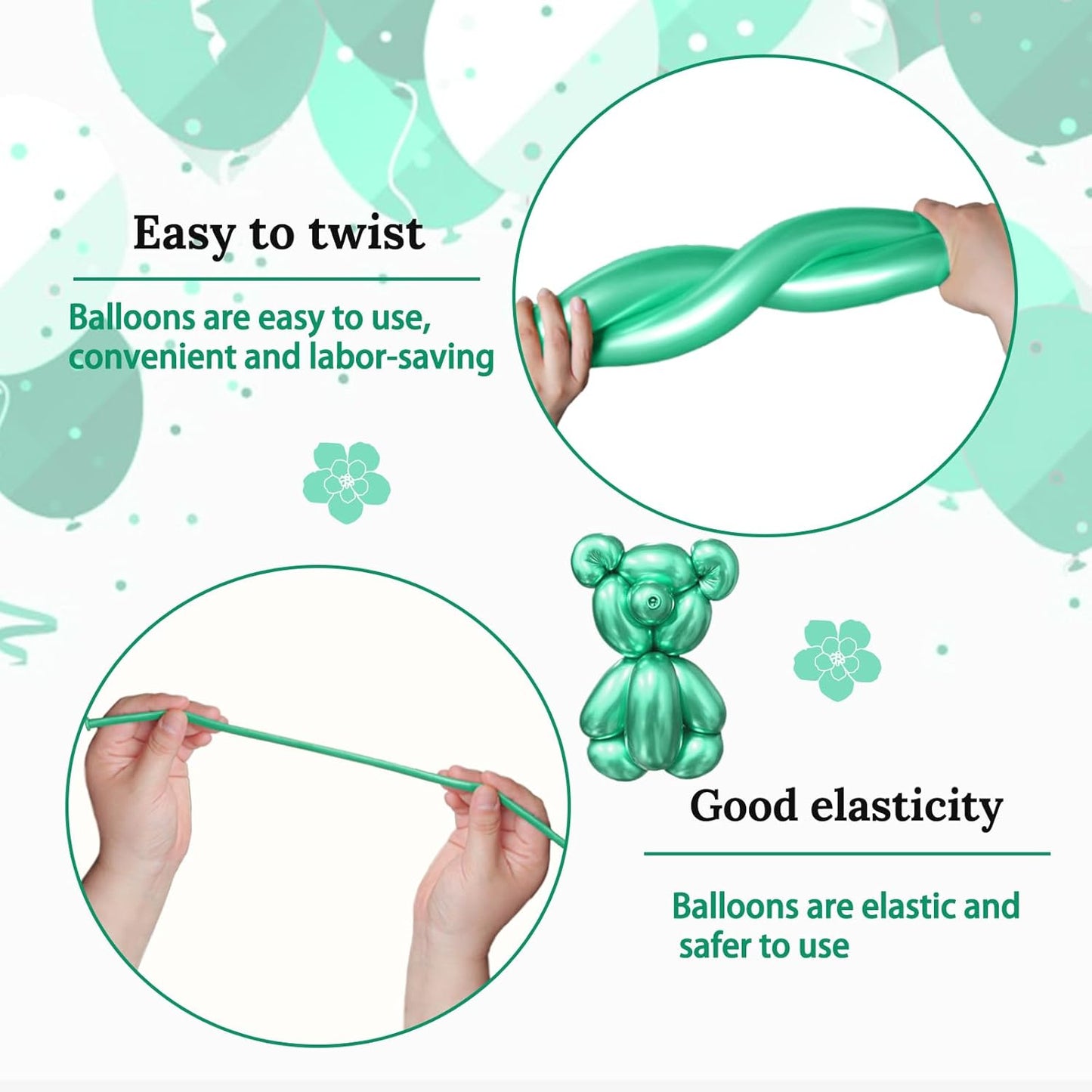 260 Clear Long Balloons for Animals, Thickening Skinny Latex Twisting for Arch Modeling Magic Clown Birthday Wedding Party Decorations 100pcs