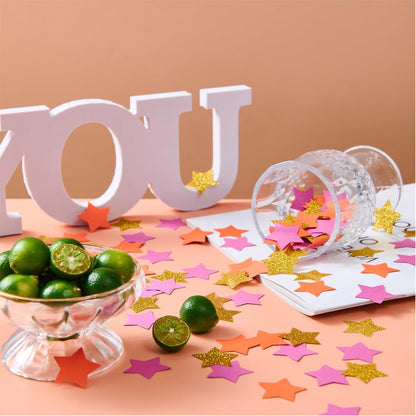 MOWO Glitter Five Stars Confetti Wedding Party Decor and Table Decor, 1.2’’ in Diameter (Glitter Gold,200pc)
